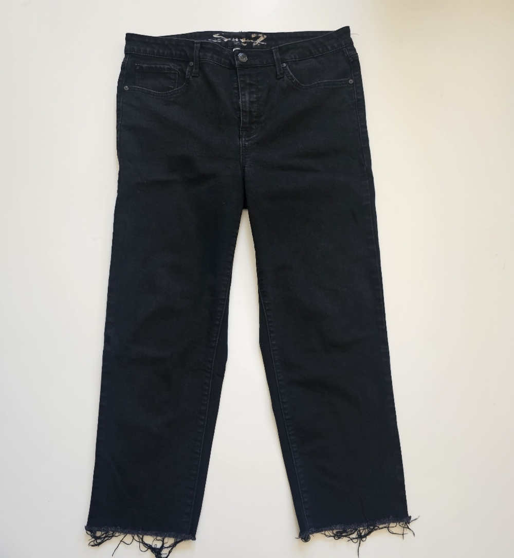 Seven7 Jeans Tower Straight Cropped Capri Size 12 Black